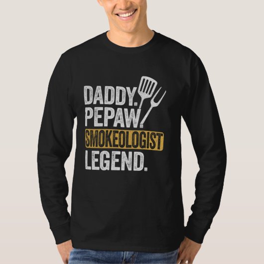 Vater Pepaw Smokeologin Legend Funny Retro Grillin T-Shirt (Vorderseite)
