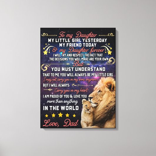 Vater - Perfektes Geschenk für Ihre Tochter Leinwanddruck (Vorderseite)