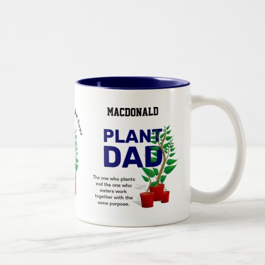 VATER personalisiert PFLANZE Zweifarbige Tasse (Rechts)
