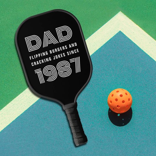 Vater Personalisiertes Jahr Grill Master Black Pickleball Schläger