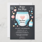 Vater Pink Blue Diaper absetzen und Babydusche abw Einladung (Vorderseite)