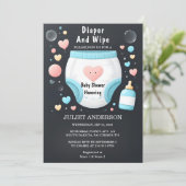 Vater Pink Blue Diaper absetzen und Babydusche abw Einladung (Stehend Vorderseite)