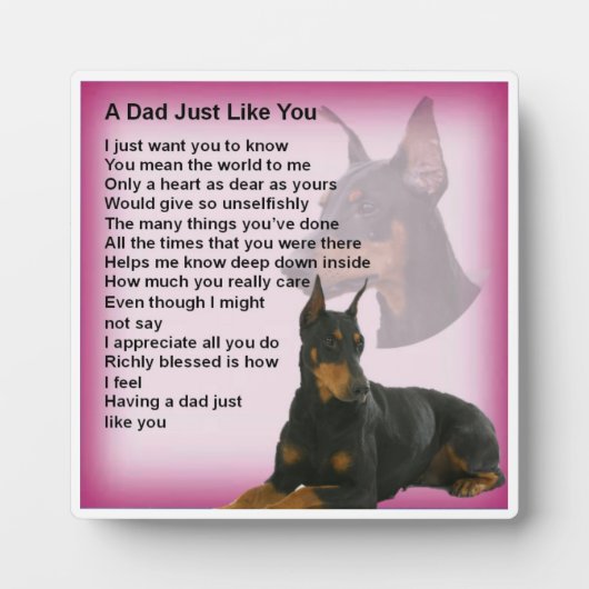 Vater Poem Plaque - Doberman Dog Design Fotoplatte (Vorderseite)