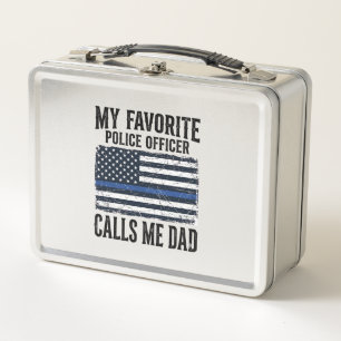 Vater Polizist Thin Blue Line Vintage Vector D Metall Brotdose