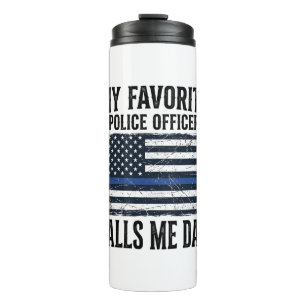 Vater Polizist Thin Blue Line Vintage Vector D Thermosbecher