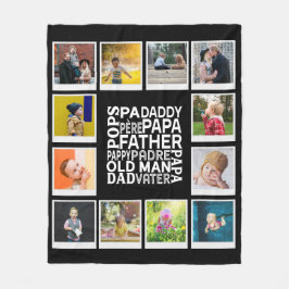 Vater Pop Vater Alte Mann Foto Collage Chic Schwar Fleecedecke