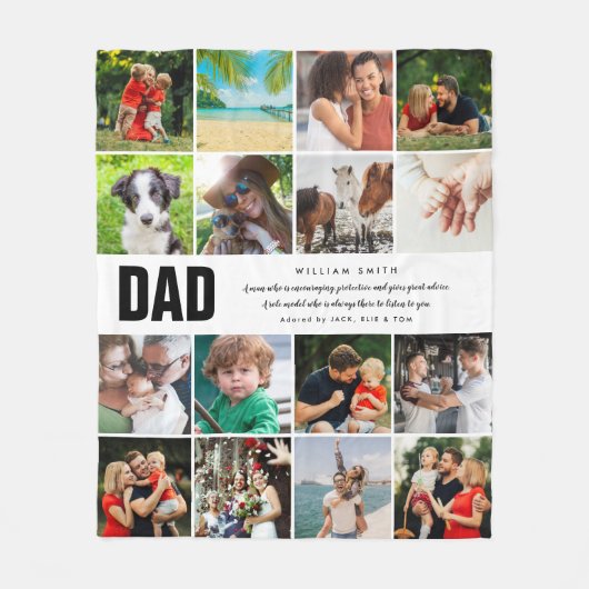 Vater Quote16 FotoCollage Moderne Typografie Fleecedecke (Vorderseite)