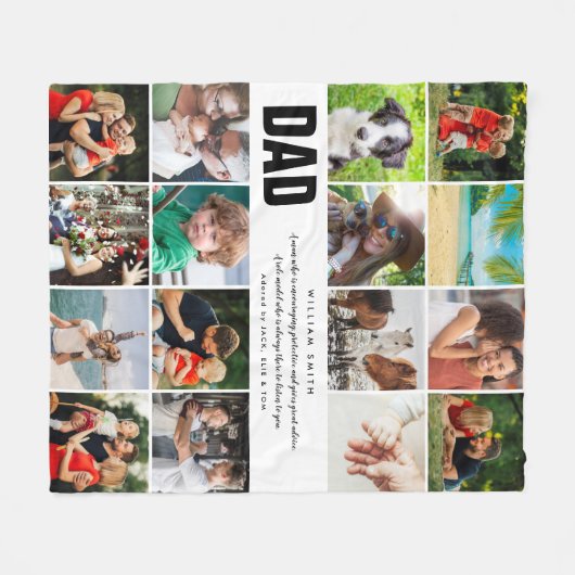 Vater Quote16 FotoCollage Moderne Typografie Fleecedecke (Vorderseite (Horizontal))