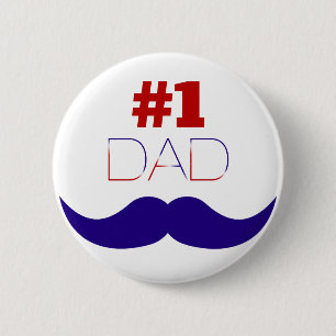Vater Red White and Blue Mustache - Nummer eins Button