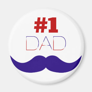 Vater Red White and Blue Mustache - Nummer eins Magnet