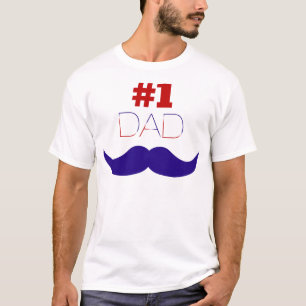 Vater Red White and Blue Mustache - Nummer eins T-Shirt