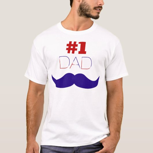 Vater Red White and Blue Mustache - Nummer eins T-Shirt (Vorderseite)