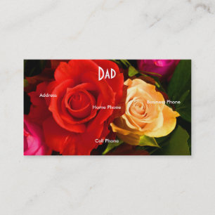 Vater Red Yellow Roses Visitenkarte Telefonnummerkarte