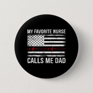 Vater Registriert Nurse USA Flag Zitat Button