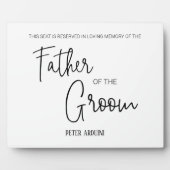 Vater reserviert Stuhl Gedenkstätte für Hochzeiten Fotoplatte (Vorderseite)