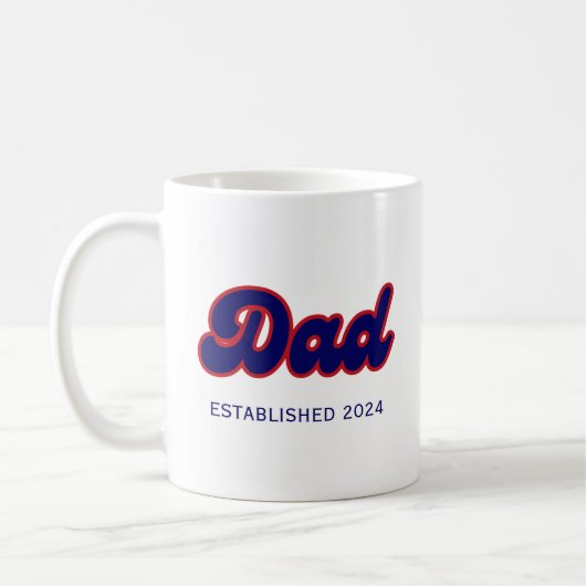 Vater Retrorot und blau, benutzerdefiniertes Jahr Kaffeetasse (Links)