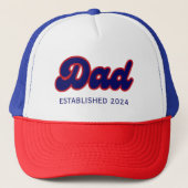 Vater Retrorot und blau, benutzerdefiniertes Jahr Truckerkappe (Vorderseite)