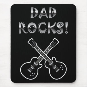 Vater Rocks!  Schwarz-Weiß-Gitarre Mousepad