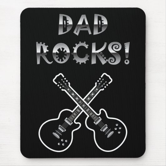 Vater Rocks!  Schwarz-Weiß-Gitarre Mousepad (Vorne)