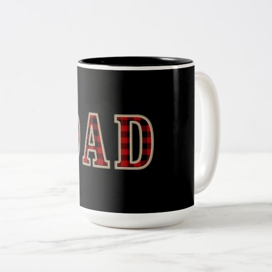 VATER Rustikal Red Black Buffalo Schachbrett Squar Zweifarbige Tasse (VorderseiteRechts)