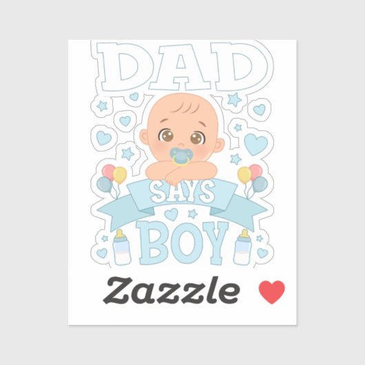 Vater sagt: Junge Schwangerschaft rosa oder blauer Aufkleber (Blatt)