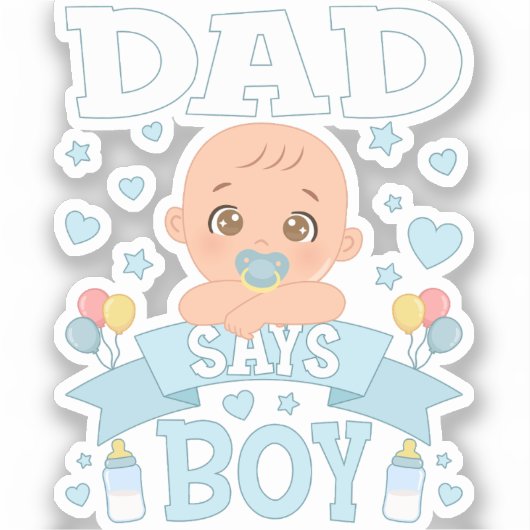 Vater sagt: Junge Schwangerschaft rosa oder blauer Aufkleber (Vorderseite)