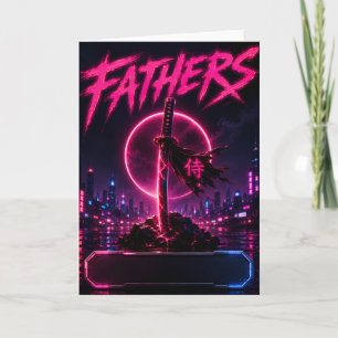 Vater Samurai Neon Grußkarte Karte