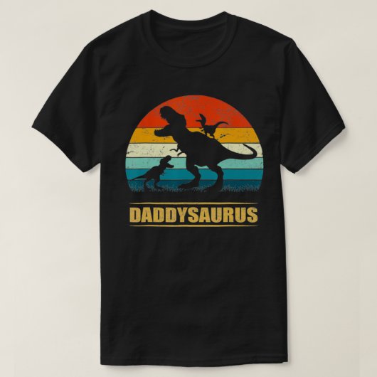 Vater Saurus Daddy Dinosaur T Re 2 Kinder Familie T-Shirt (Design vorne)