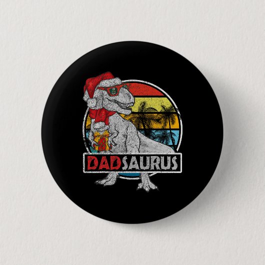 Vater Saurus T Rex Dinosaur Familie Matching Xmas Button (Vorderseite)
