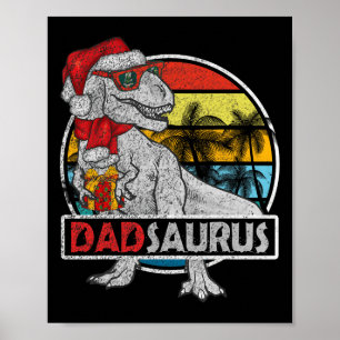 Vater Saurus T Rex Dinosaur Familie Matching Xmas  Poster