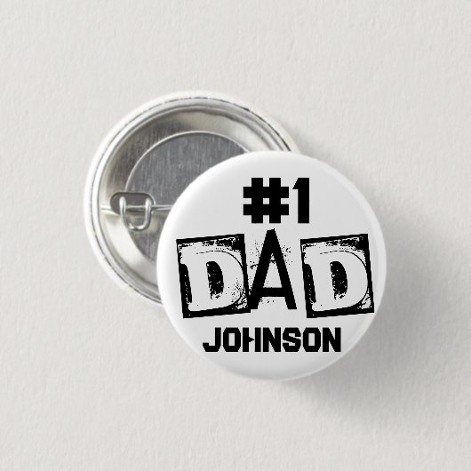 Vater Schwarz/Weiß Personalisiert Button (Vorne & Hinten)