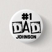 Vater Schwarz/Weiß Personalisiert Button (Vorderseite)