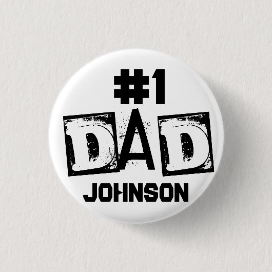 Vater Schwarz/Weiß Personalisiert Button (Vorderseite)