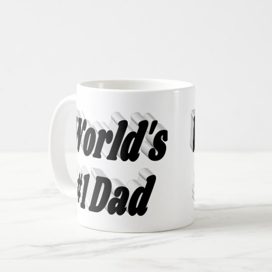 Vater Schwarzer Halbtext Kaffeetasse (Vorderseite Links)