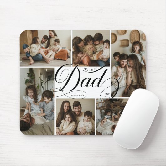 Vater-Script-Typografie 6-Foto-Collage Mousepad (Mit Mouse)