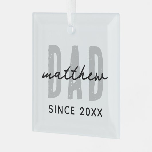 Vater seit 20XX Moderne, einfache Preppy Ornament Aus Glas (Vorderseite links)