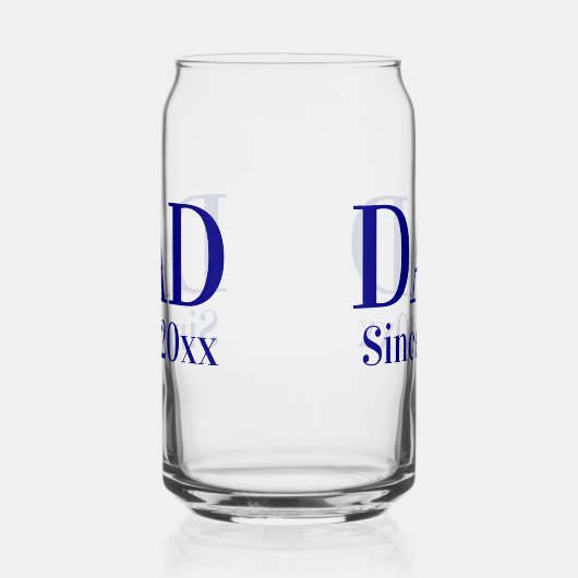 Vater seit 20xx Vorlage für Navy Blue Text Dosenglas (Rechts)