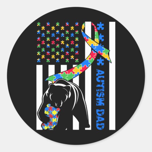 Vater Shirts Autismus Bewusstsein Amerikanischer F Runder Aufkleber (Vorderseite)