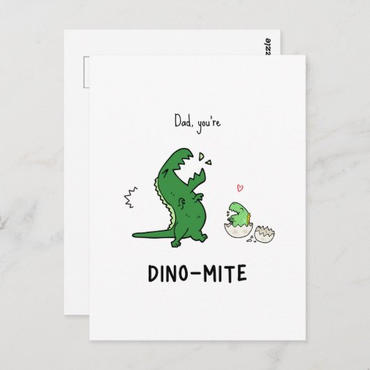 Vater Sie sind Dino-mite Postkarte (Vorne/Hinten)
