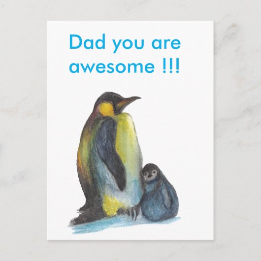 Vater Sie sind phantastische Pinguine Postkarte (Vorderseite)