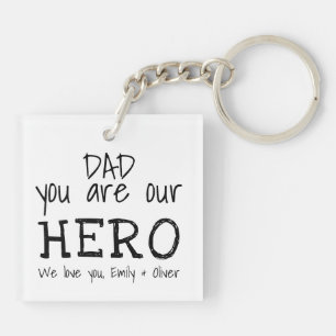 Vater Sie sind unser Hero Simple B&W Typografie Schlüsselanhänger