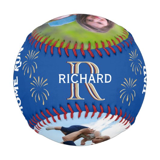 Vater Sie sind unsere Zuhause Run 2 Fotos Datum Baseball (Rückseite)