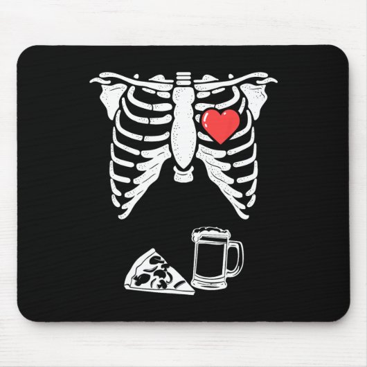 Vater Skeleton Halloween Beer Pizza Fun Pregnancy Mousepad (Vorne)