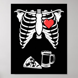 Vater Skeleton Halloween Beer Pizza Fun Pregnancy Poster