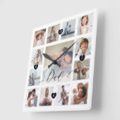 Vater-Skriptfamilie Memory-Foto-Grid-Collage Quadratische Wanduhr (Winkel)