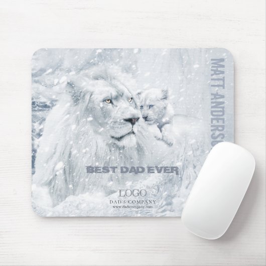 Vater & Sohn / Bester Vater, Weiße Löwen & Küken a Mousepad (Mit Mouse)