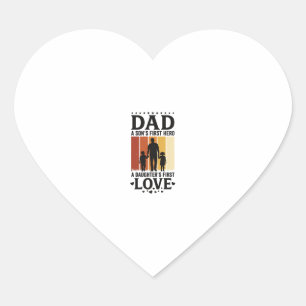 Vater Sohn Erster Held Tochter Erste Liebe Vintage Herz-Aufkleber