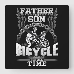 Vater-Sohn-Fahrrad Quadratische Wanduhr
