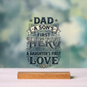 Vater Sohn Held Tochter Liebe Vintage-Typografie-S Acrylschild (Neutral)