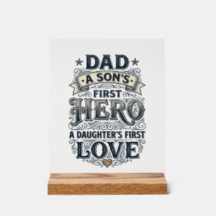 Vater Sohn Held Tochter Liebe Vintage-Typografie-S Acrylschild